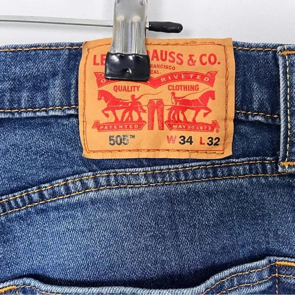 Levi's Men's 505 Classic Straight Blue‎ Jeans Size 34 X 32 - Picture 3 of 16